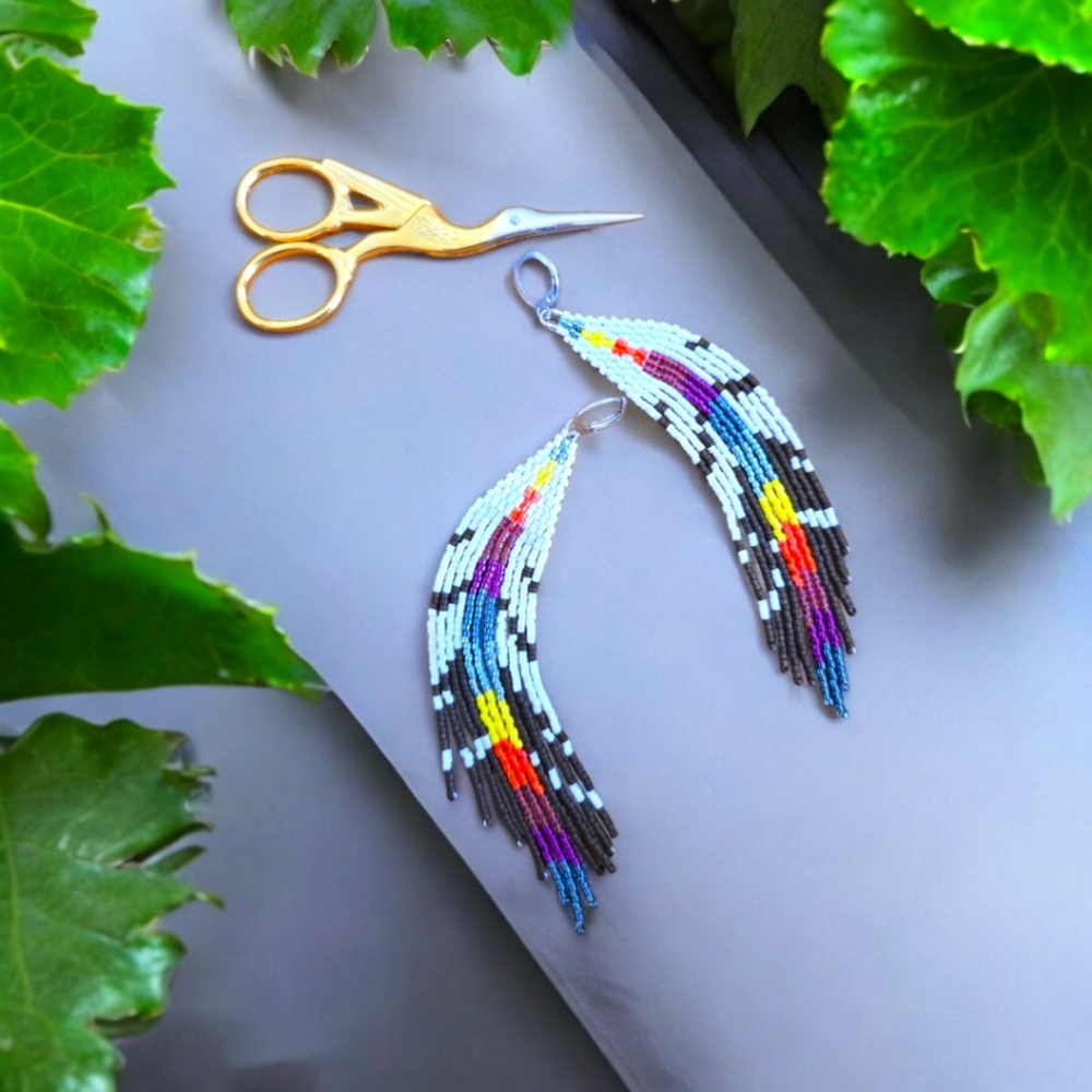 Handcrafted Seed Bead Fringe Earrings